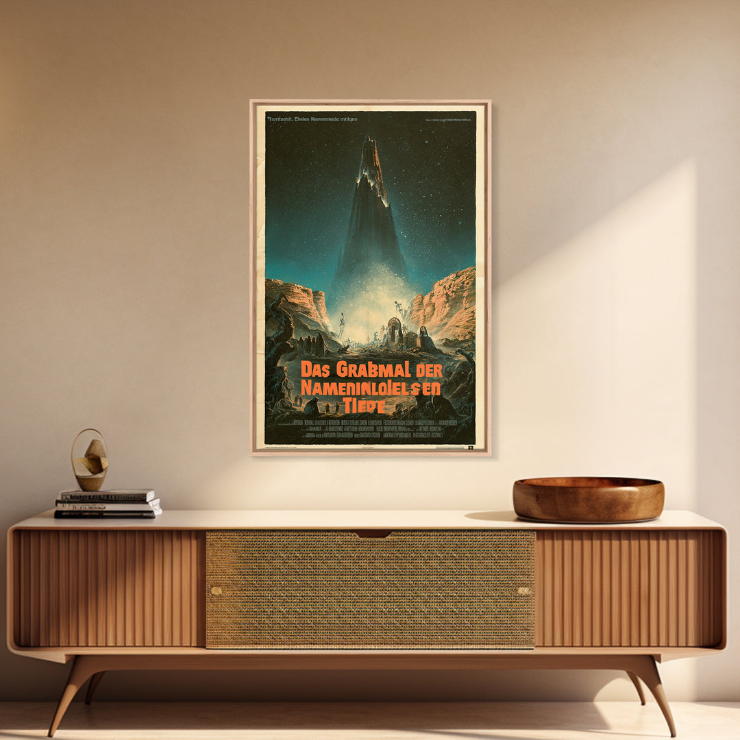 The Tomb Of The Nameless Deep, German Language Horror Movie Poster, 1960s Horror Art, Eldritch Cinema Wall Art, Framed Canvas Print