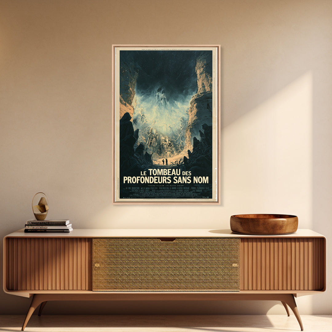 The Tomb Of The Nameless Deep, French Language Horror Movie Poster, 1960s Horror Art, Cult Horror Poster, Framed Canvas Print