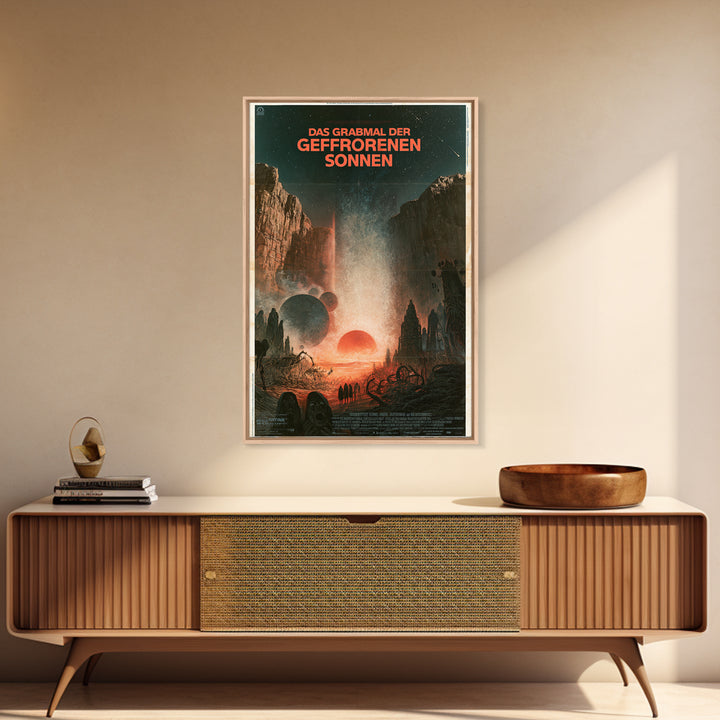 The Tomb Of Frozen Suns, German Language Horror Movie Poster, 1960s Horror Art, Eldritch Cinema Wall Art, Framed Canvas Print