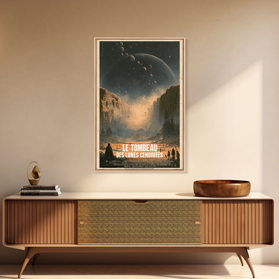 The Tomb Of Ashen Moons, French Language Horror Movie Poster, 1960s Horror Art, Lovecraftian Horror Poster, Framed Canvas Print