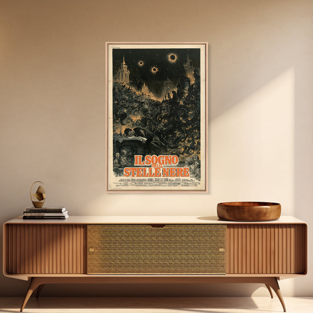 The Dream Of Black Stars, Italian Language Horror Movie Poster, 1970s Horror Art, Eldritch Cinema Wall Art, Framed Canvas Print