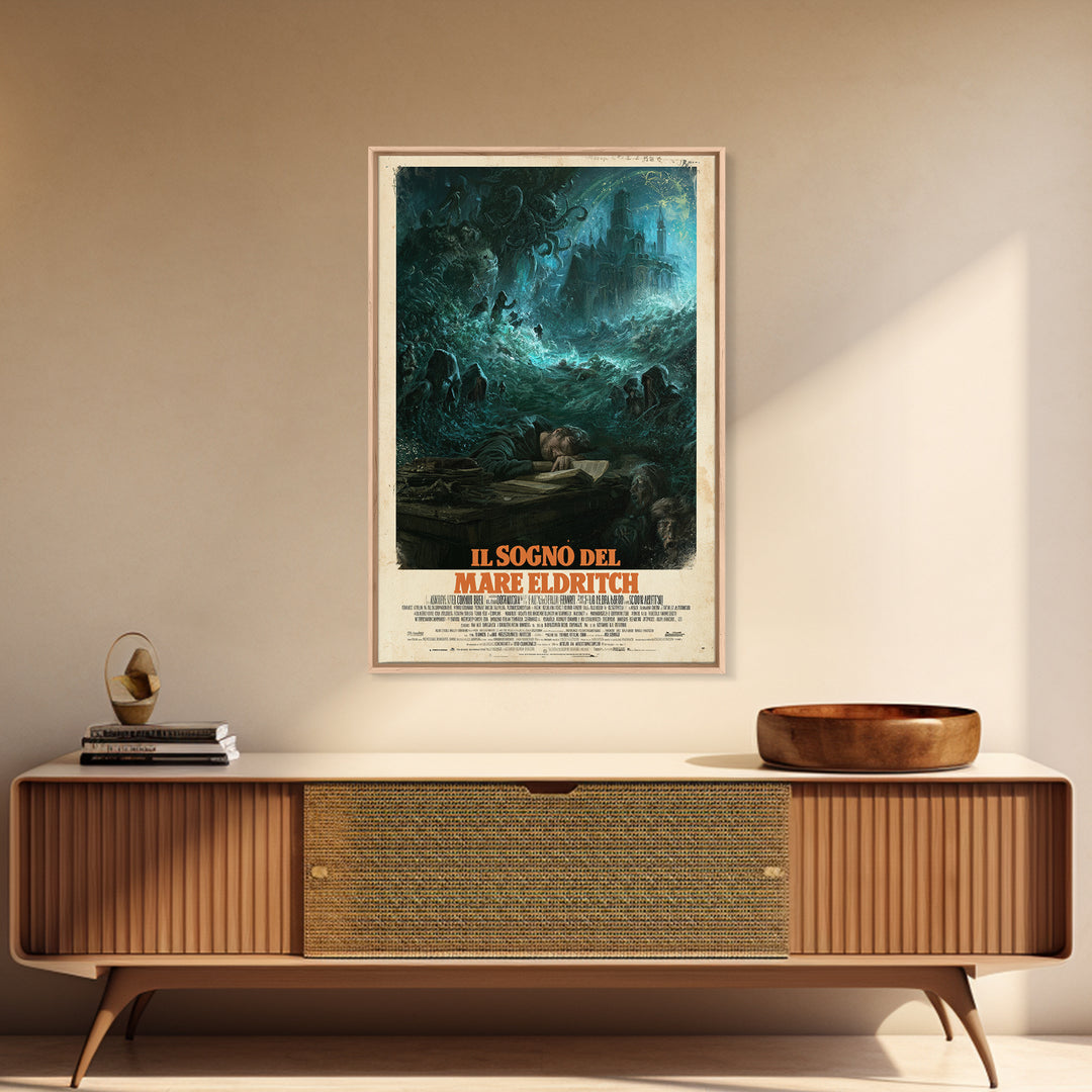 The Dream Of The Eldritch Sea, Italian Language Horror Movie Poster, 1970s Horror Art, Eldritch Cinema Wall Art, Framed Canvas Print