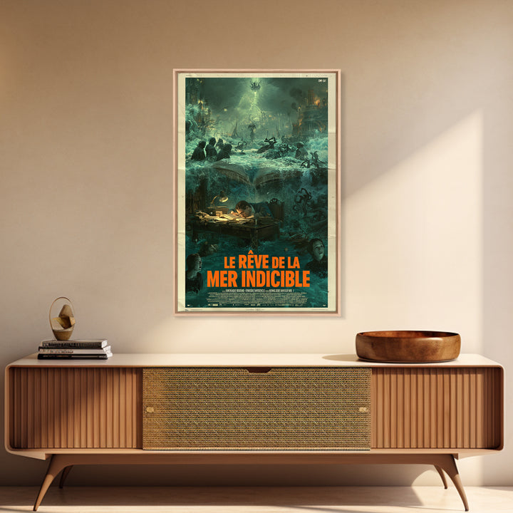 The Dream Of The Eldritch Sea, French Language Horror Movie Poster, 1960s Horror Art, Lovecraftian Horror Poster, Framed Canvas Print