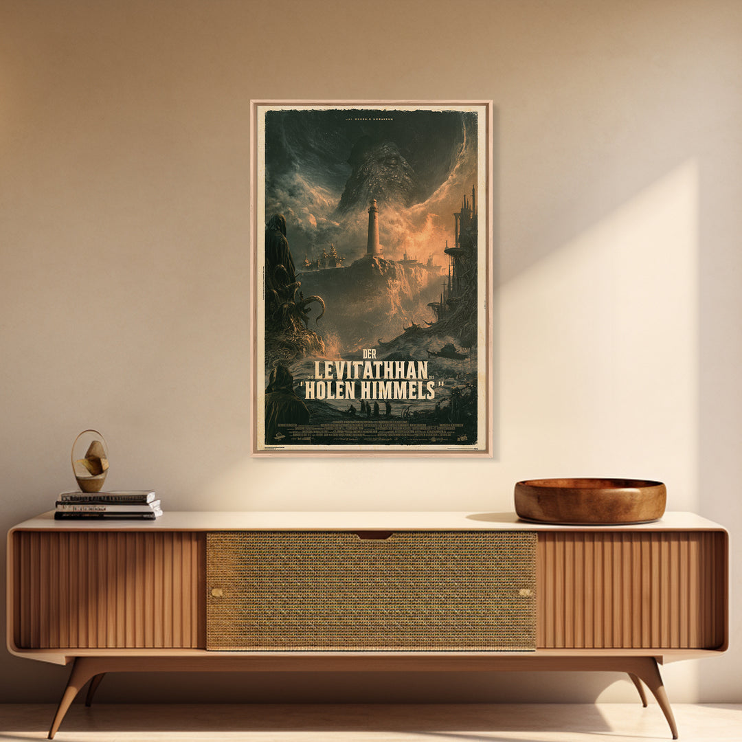 The Leviathan Of The Hollow Sky, German Language Horror Movie Poster, 1960s Horror Art, Gothic Cinema Wall Art, Framed Canvas Print