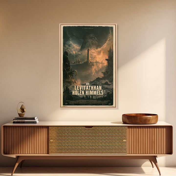 The Leviathan Of The Hollow Sky, German Language Horror Movie Poster, 1960s Horror Art, Gothic Cinema Wall Art, Framed Canvas Print