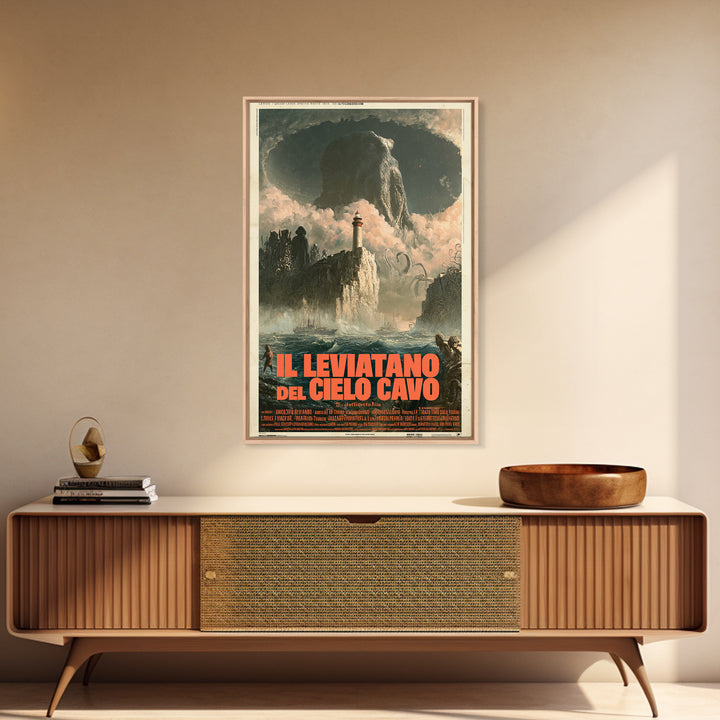 The Leviathan Of The Hollow Sky, Italian Language Horror Movie Poster, 1970s Horror Art, Gothic Cinema Wall Art, Framed Canvas Print