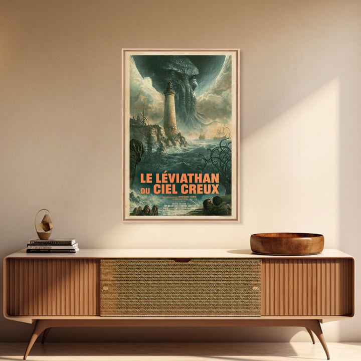 The Leviathan Of The Hollow Sky, French Language Horror Movie Poster, 1960s Horror Art, Classic Monster Poster, Canvas Print