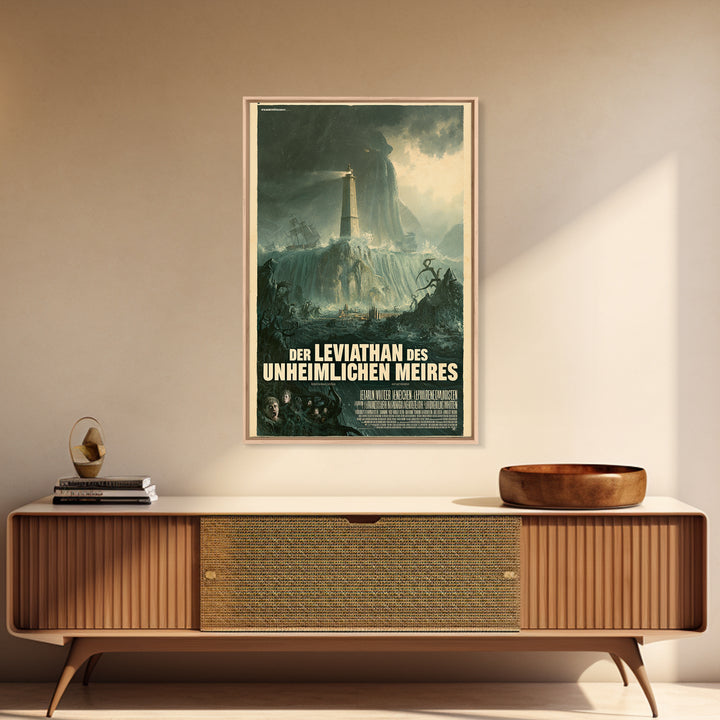 The Leviathan Of The Eldritch Sea, German Language Horror Movie Poster, 1960s Horror Art, Gothic Cinema Wall Art, Framed Canvas Print