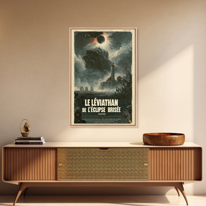 The Leviathan Of The Shattered Eclipse, French Language Horror Movie Poster, 1960s Horror Art, Eldritch Cinema Wall Art, Framed Canvas Print