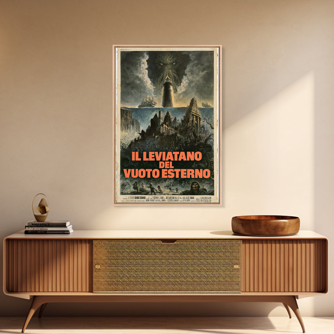 The Leviathan Of The Outer Void, Italian Language Horror Movie Poster, 1970s Horror Art, Gothic Cinema Wall Art, Framed Canvas Print