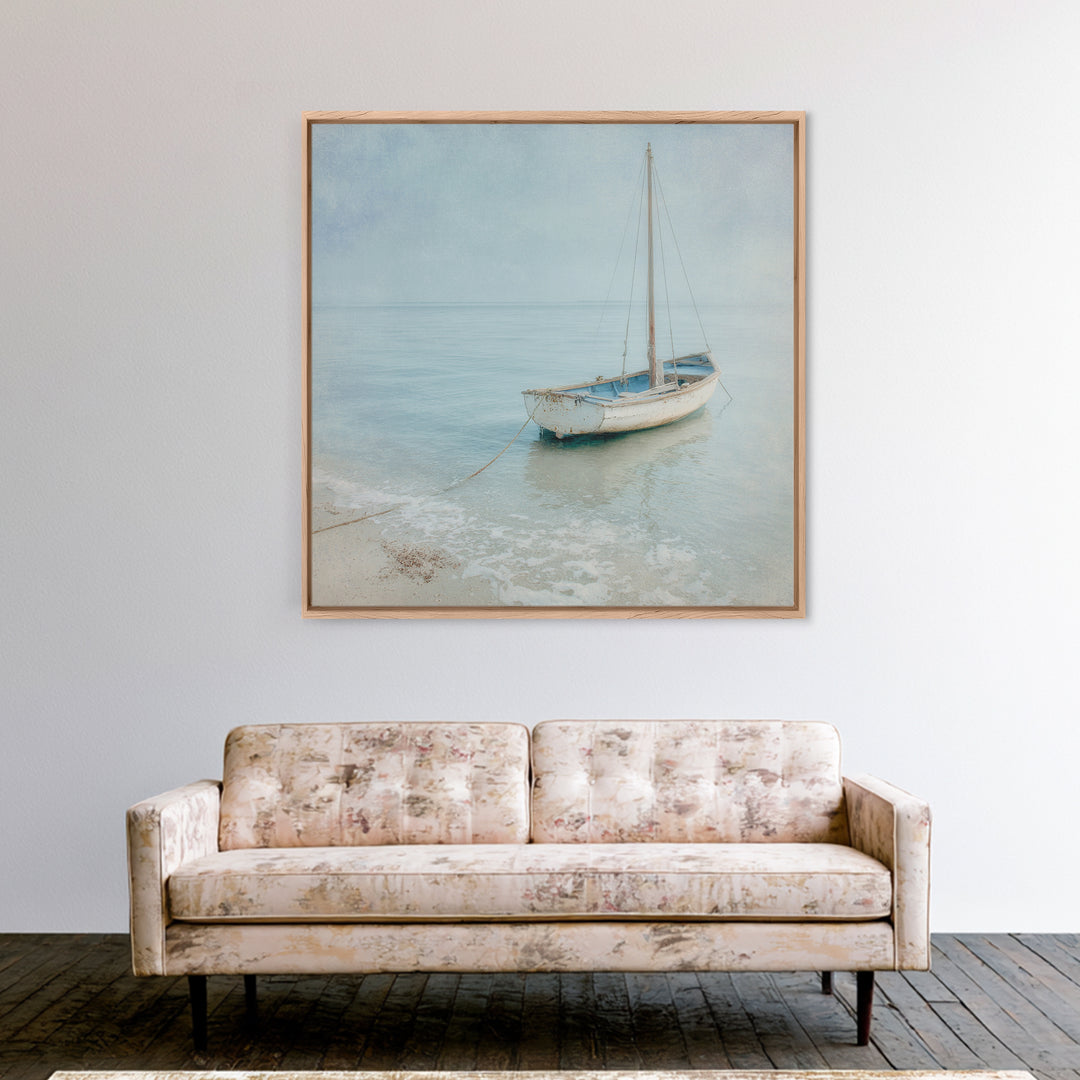Weathered Sailboat on Calm Morning Water Canvas Print, Coastal Art, Coastal Prints, Coastal Decor, Fine Art, Coastal, COA-1x1-26