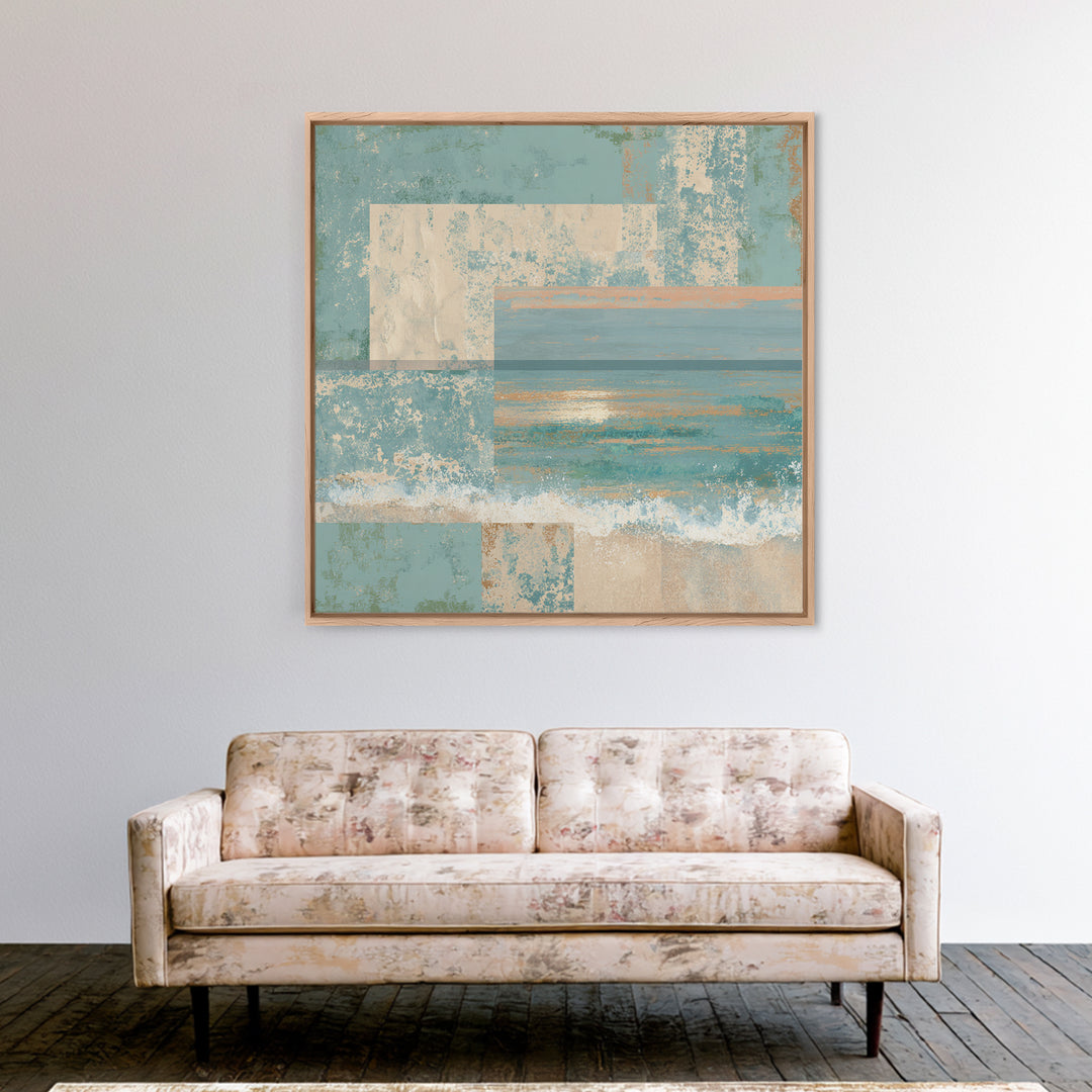 Abstract Seafoam Patterns Framed Canvas Print, Coastal Art, Beach Print, Coastal Decor, Fine Art, Coastal, Statement Artwork, COA-1x1-42