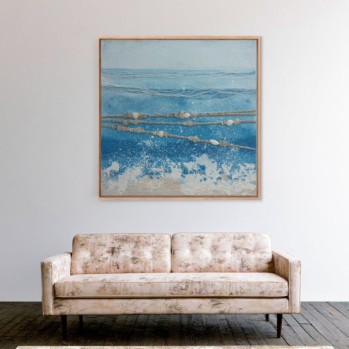 Minimal Wave Line Drawing Framed Canvas Print, Coastal Art, Boho Wall Art, Coastal Decor, Abstract Art, Coastal, Beach Print, COA-1x1-56