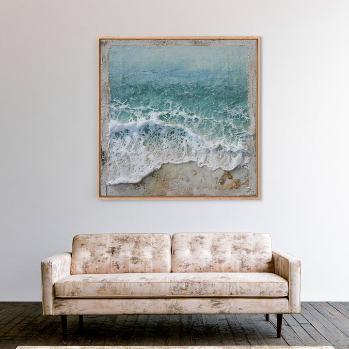 Storm Cloud over Deep Green Water Framed Canvas Print, Coastal Art, Beach Print, Coastal Decor, Coastal, Statement Artwork, COA-1x1-68