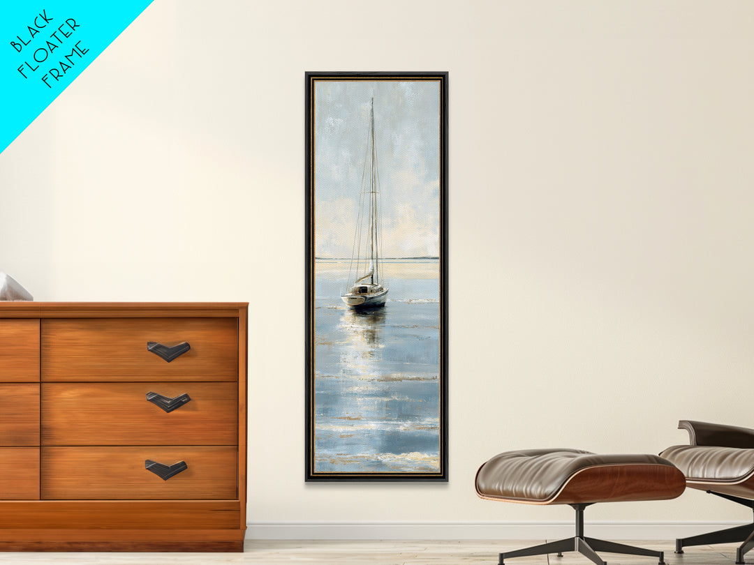 Weathered Sailboat on Calm Morning Water Canvas Print, Coastal Art, Ocean Art, Coastal Decor, Fine Art, Coastal, Art Print, COA-1x3-14