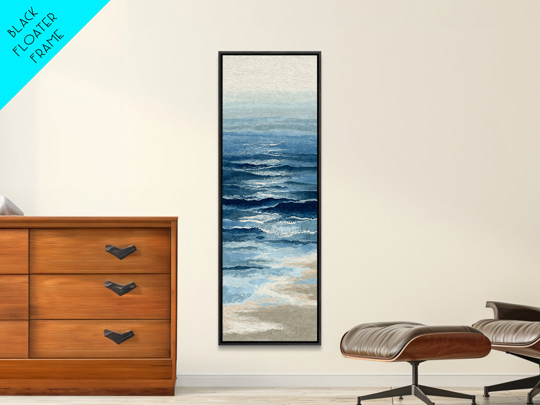 Minimal Wave Line Drawing Framed Canvas Print, Coastal Art, Luxury Decor, Coastal Decor, Fine Art, Coastal, Original Art, COA-1x3-20