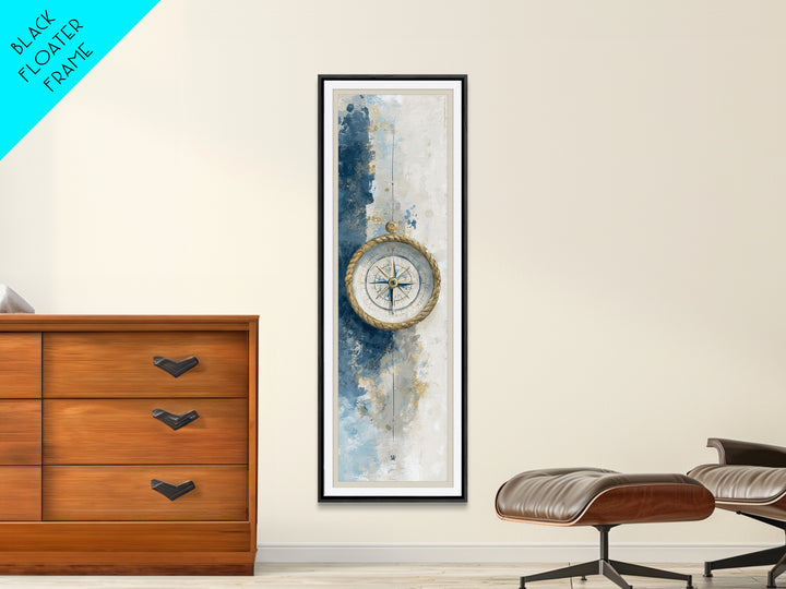 Weathered Nautical Rope and Brass Compass Canvas Print, Coastal Art, Coastal Wall Art, Coastal Decor, Abstract Art, Coastal, COA-1x3-51