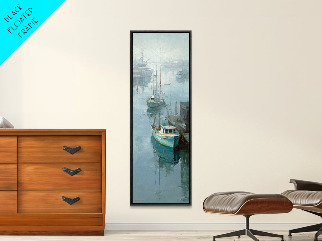 Foggy Harbor with Distant Boats Canvas Print, Coastal Art, Modern Wall Art, Coastal Decor, Fine Art, Coastal, Coastal Prints, COA-1x3-72