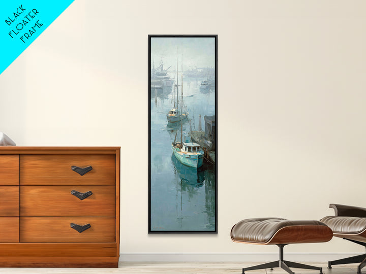 Foggy Harbor with Distant Boats Canvas Print, Coastal Art, Modern Wall Art, Coastal Decor, Fine Art, Coastal, Coastal Prints, COA-1x3-72
