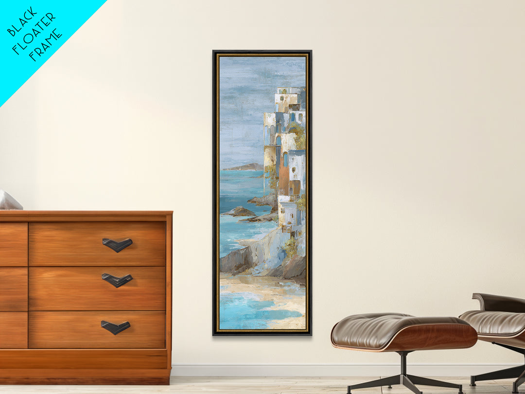 Mediterranean Cove with Cliff Shadows Canvas Print, Coastal Art, Art Print, Coastal Decor, Fine Art, Coastal, Wood Wall Art, COA-1x3-77
