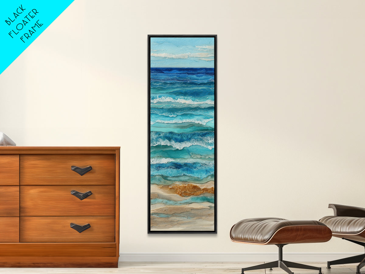 Aerial Sandbar with Turquoise Water Canvas Print, Coastal Art, Landscape Painting, Coastal Decor, Coastal, Modern Decor, COA-1x3-89