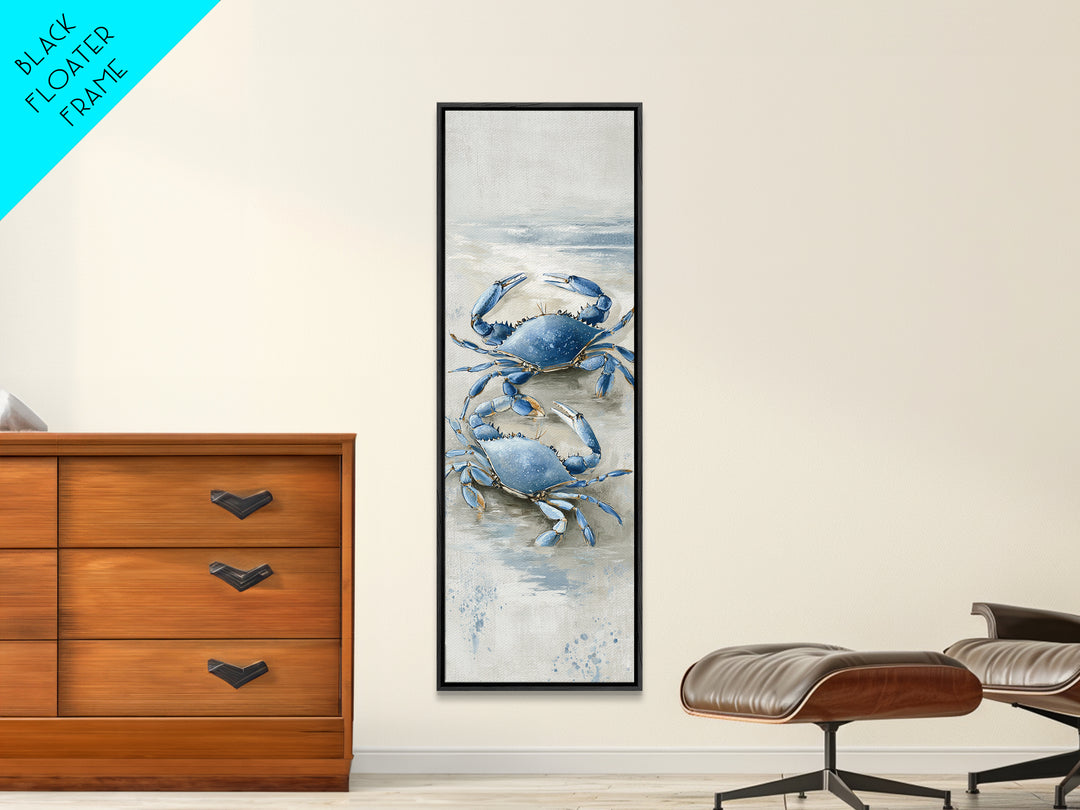 Blue Crab Illustration Canvas Print, Coastal Art, Statement Artwork, Coastal Decor, Fine Art, Coastal, Prints, COA-1x3-98
