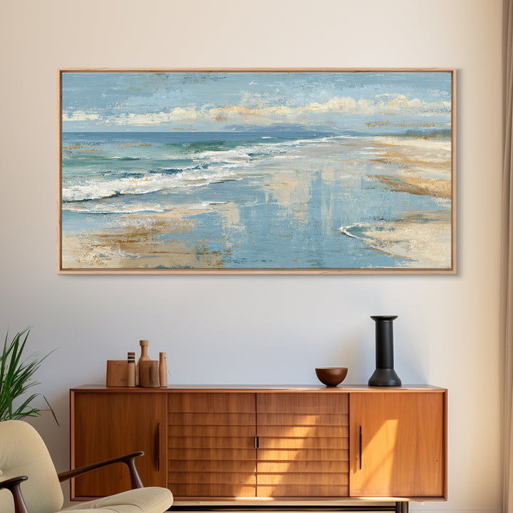 Abstract Seafoam Patterns Framed Canvas Print, Coastal Art, Fine Art Print, Coastal Decor, Abstract Art, Coastal, Wall Decor, COA-2x1-14