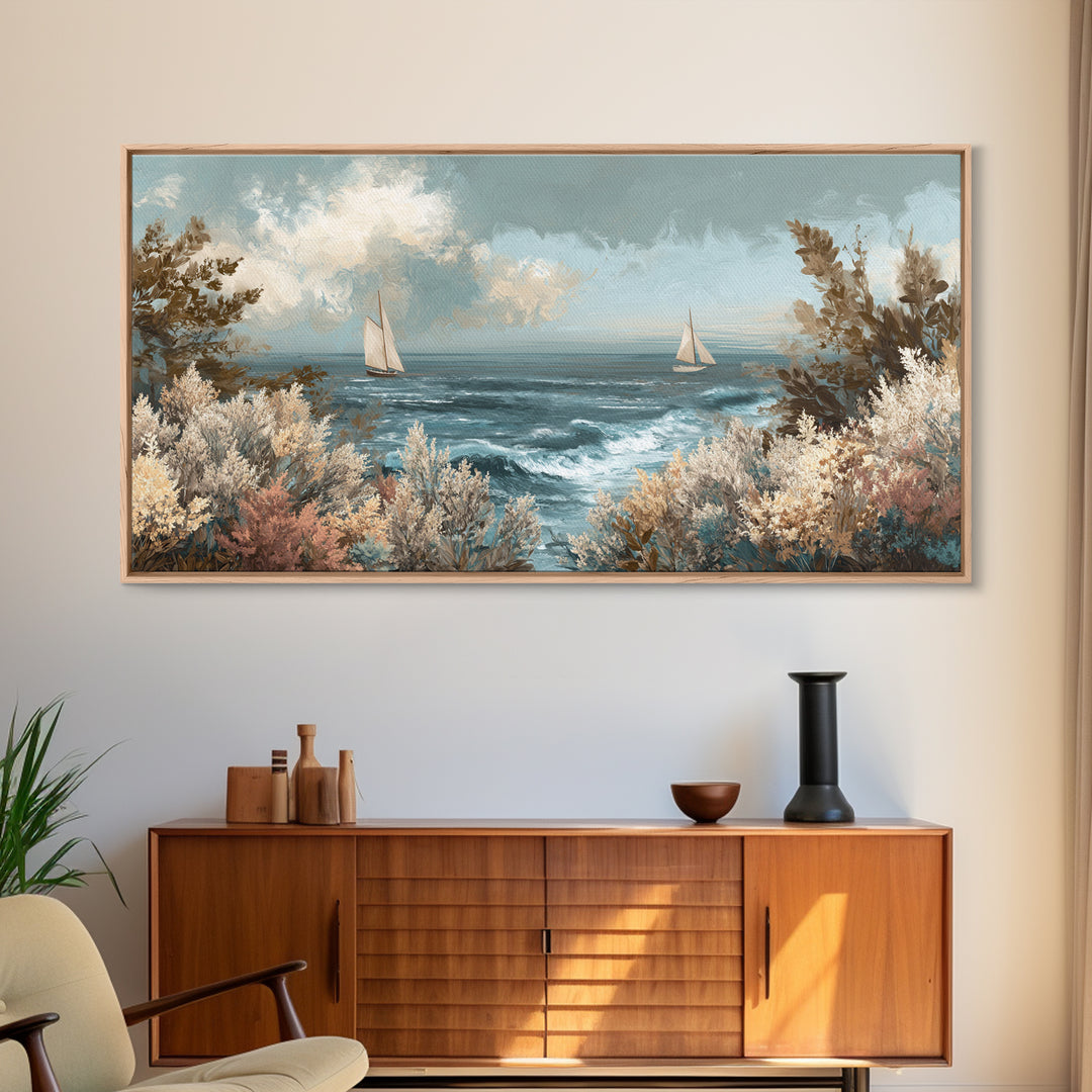 Coastal Botanical Bouquet Canvas Print, Coastal Art, Contemporary Art, Coastal Decor, Fine Art, Coastal, Modern Wall Art, COA-2x1-17