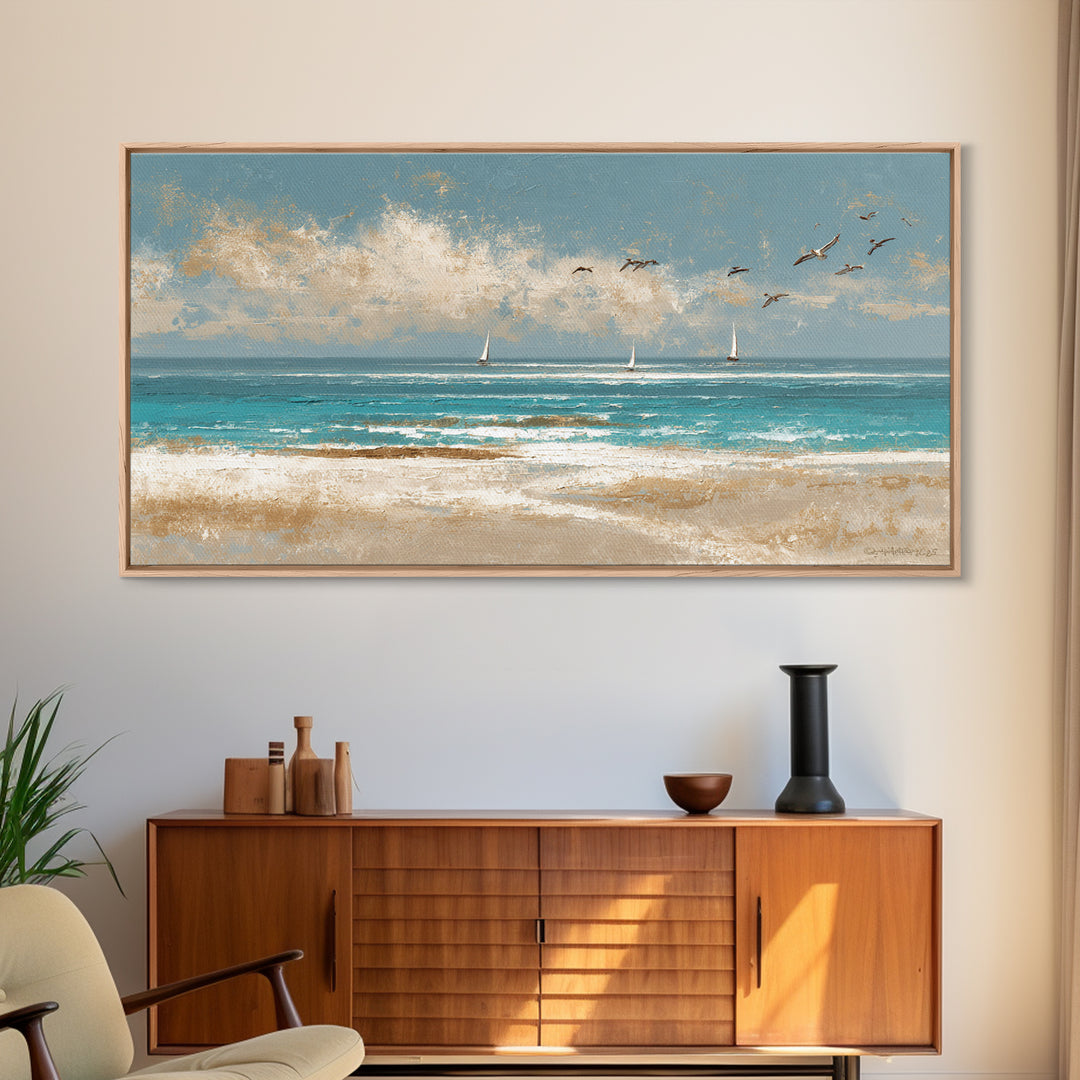Aerial Sandbar with Turquoise Water Canvas Print, Coastal Art, Wood Wall Art, Coastal Decor, Fine Art, Coastal, Beach Wall Art, COA-2x1-49
