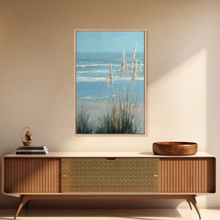 Coastal Grasses Moving Framed Canvas Print, Coastal Art, Wall Art, Coastal Decor, Fine Art, Coastal, Bird Art, Wood Art, COA-2x3-60