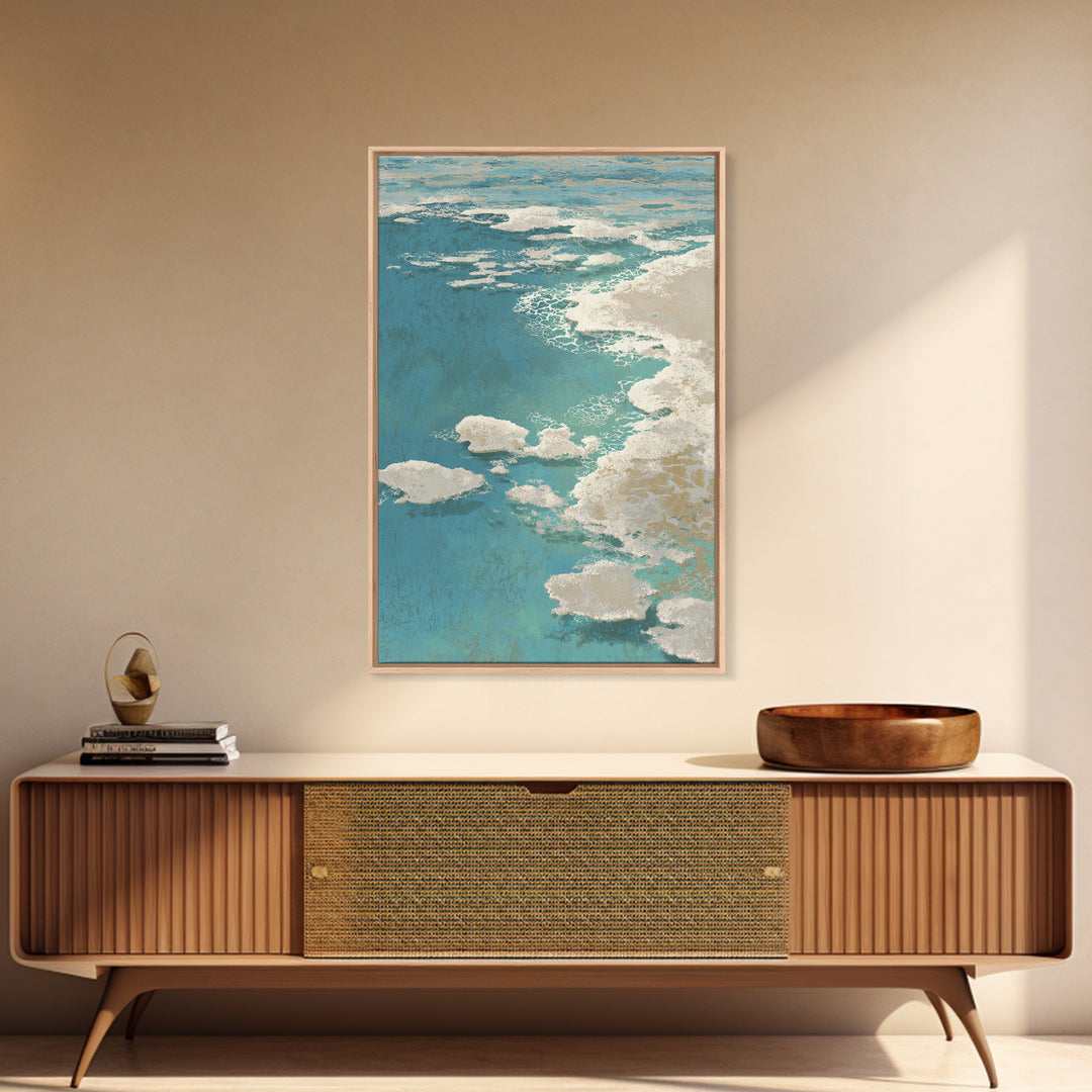 Abstract Seafoam Patterns Framed Canvas Print, Coastal Art, Prints, Coastal Decor, Abstract Art, Coastal, Coastal Wall Art, COA-2x3-74