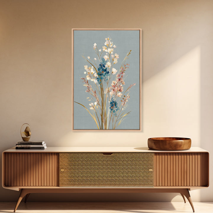 Coastal Botanical Bouquet Canvas Print, Coastal Art, Bird Art, Coastal Decor, Fine Art, Coastal, Living Room Art, Ocean Art, COA-2x3-77