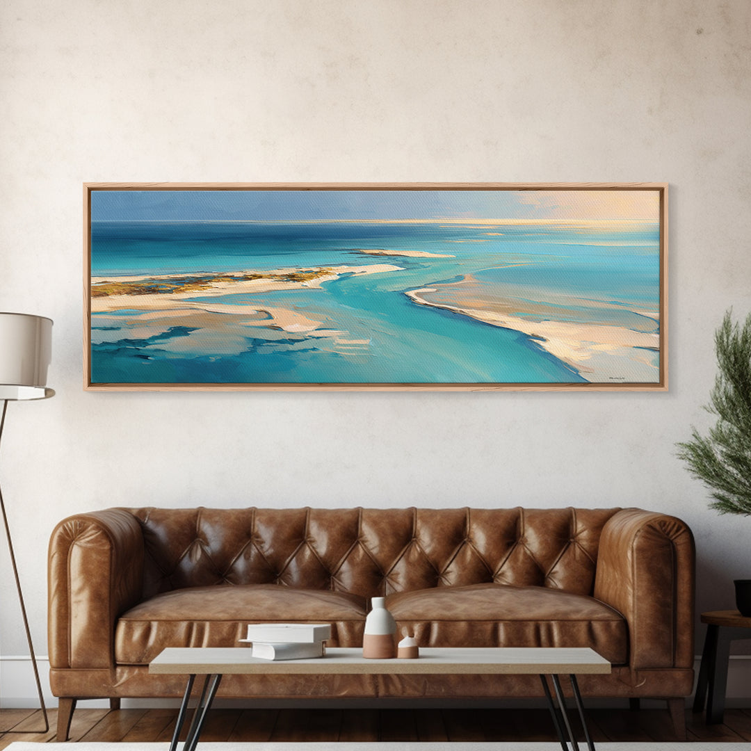 Aerial Sandbar with Turquoise Water Canvas Print, Coastal Art, Blue Wall Art, Coastal Decor, Fine Art, Coastal, Gallery Decor, COA-3x1-21