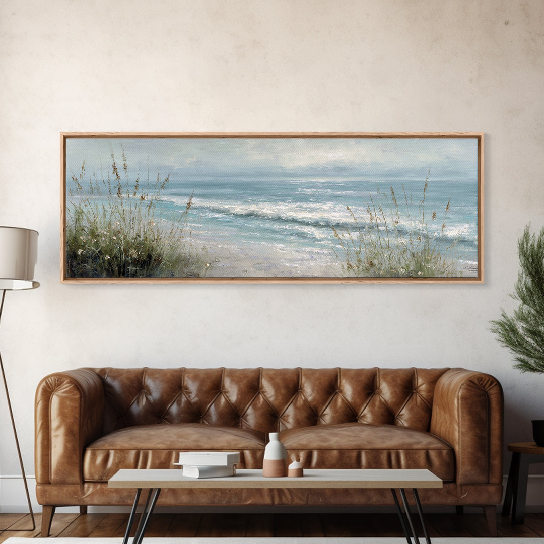 Coastal Grasses Moving Framed Canvas Print, Coastal Art, Neutral Decor, Coastal Decor, Fine Art, Coastal, Wall Art, Home Decor, COA-3x1-44