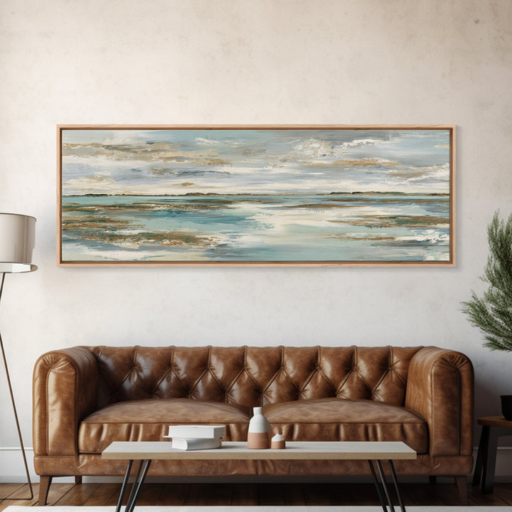 Abstract Seafoam Patterns Framed Canvas Print, Coastal Art, Bird Art, Coastal Decor, Fine Art, Coastal, Living Room Art, COA-3x1-58