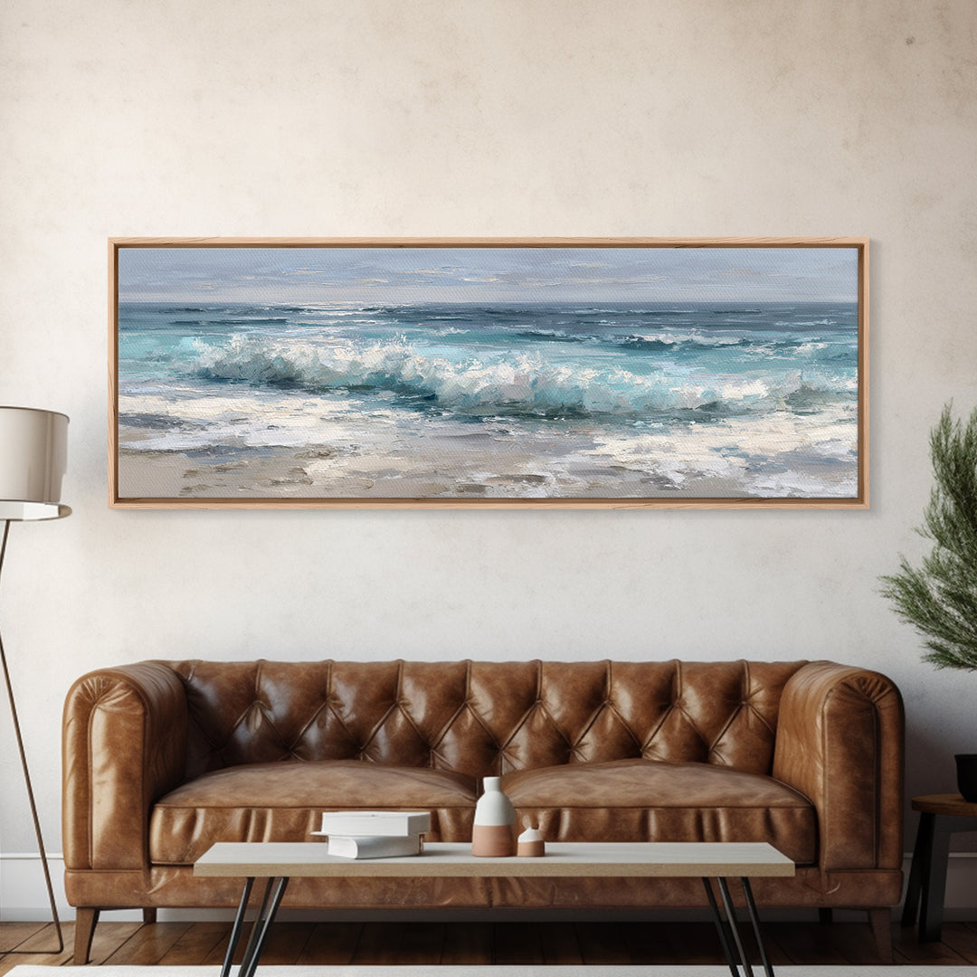 Moonlit Ocean with Silver Surf Canvas Print, Coastal Art, Gallery Decor, Coastal Decor, Fine Art, Coastal, Contemporary Art, COA-3x1-62