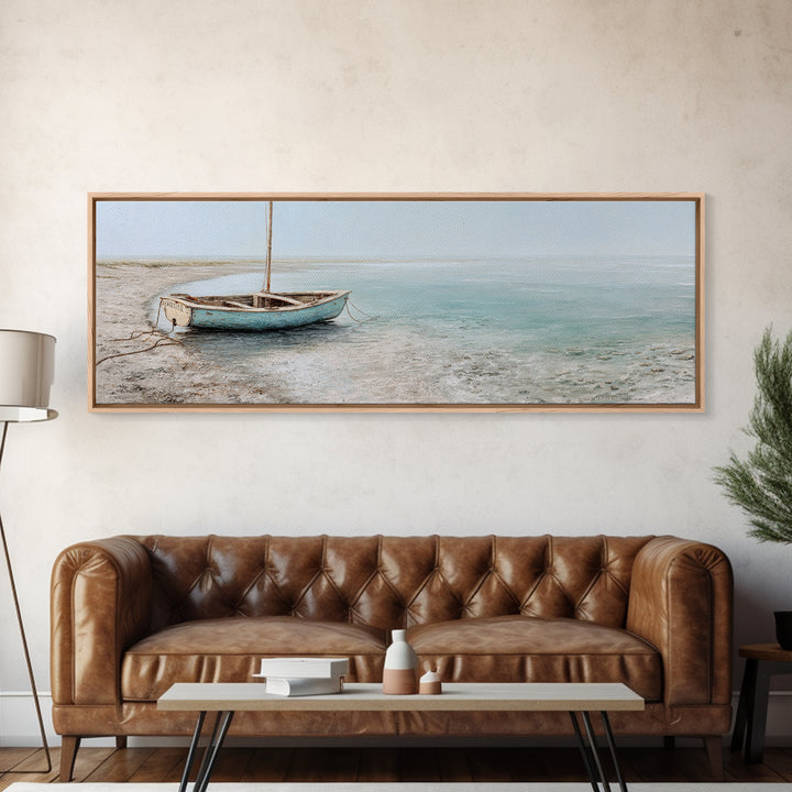 Weathered Sailboat on Calm Morning Water Canvas Print, Coastal Art, Nautical Decor, Coastal Decor, Fine Art, Coastal, COA-3x1-66