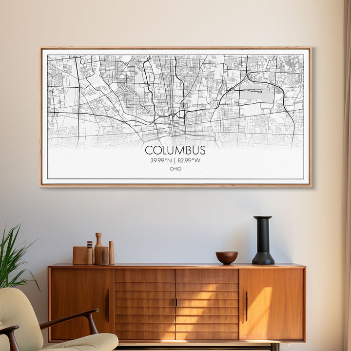Columbus Street Map, Ohio Map, Map Print, Modern Art, Wall Art, Canvas Art, Cute Room Décor Aesthetic, Gift For Wife, Patriotic Décor