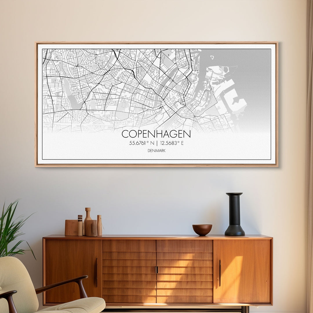 Copenhagen Street Map, Denmark Map, Map Print, Minimalist Art, Wall Art, Canvas Art, Modern Room Décor, RV Wall Décor, Gift For Pilot