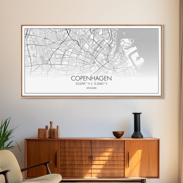 Copenhagen Street Map, Denmark Map, Map Print, Minimalist Art, Wall Art, Canvas Art, Modern Room Décor, RV Wall Décor, Gift For Pilot