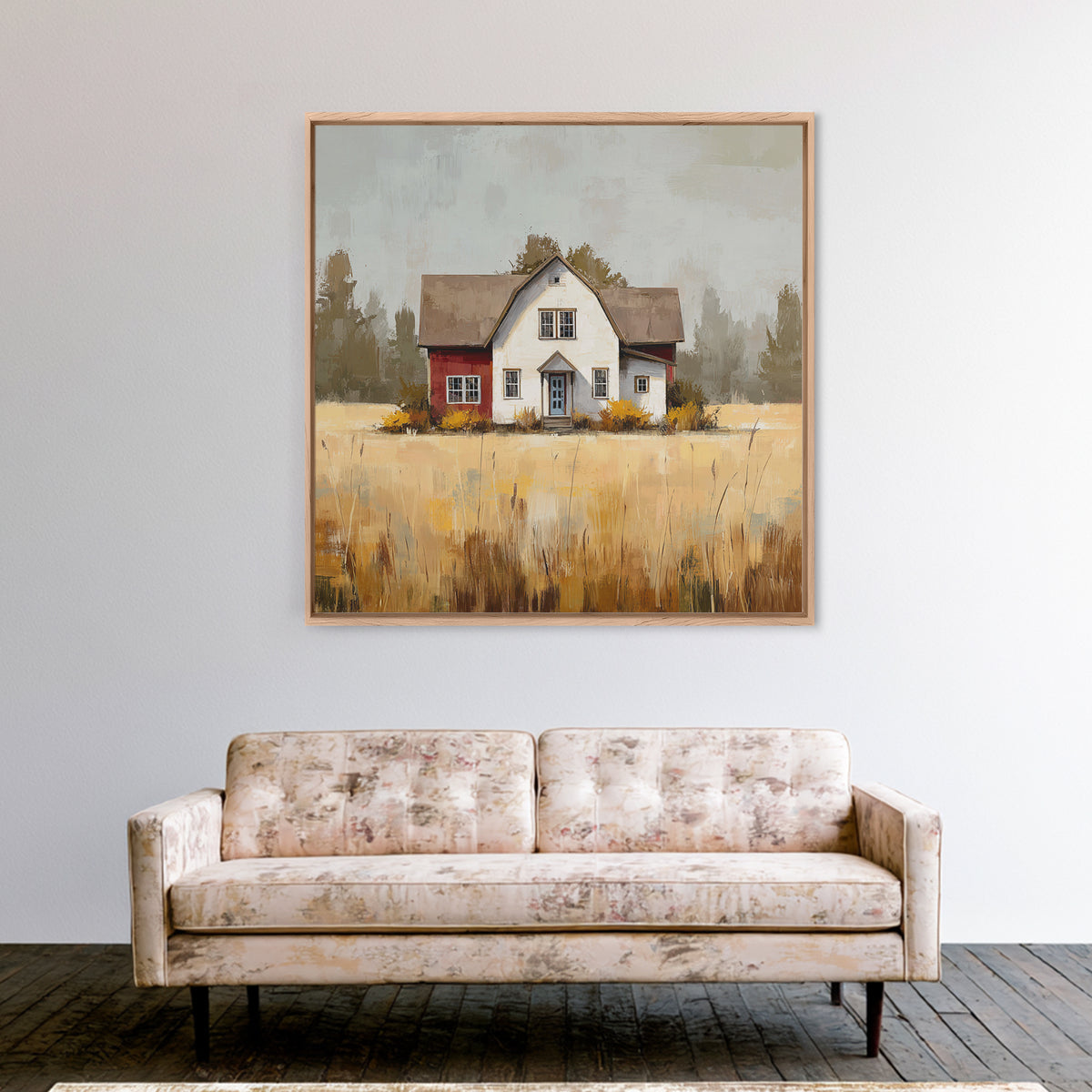 White Farmhouse Surrounded by Tall Grass Canvas Print, Country Art, Farmhouse Wall Decor, Farmhouse Decor, Fine Art, Country, COU-1x1-10