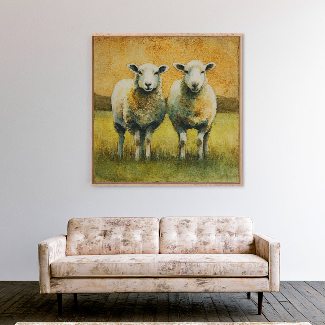 Watercolor Sheep in a Green Pasture Canvas Print, Country Art, Oil Painting, Farmhouse Decor, Country, Digital Art Prints, COU-1x1-23