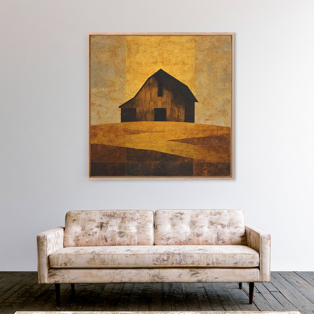 Rustic Barn Silhouette Framed Canvas Print, Country Art, Farmhouse Decor, Country, Gallery Wall Art, Landscape Wall Art, COU-1x1-27