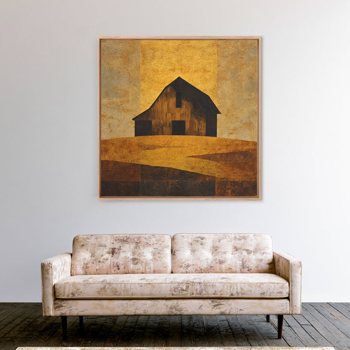 Rustic Barn Silhouette Framed Canvas Print, Country Art, Farmhouse Decor, Country, Gallery Wall Art, Landscape Wall Art, COU-1x1-27