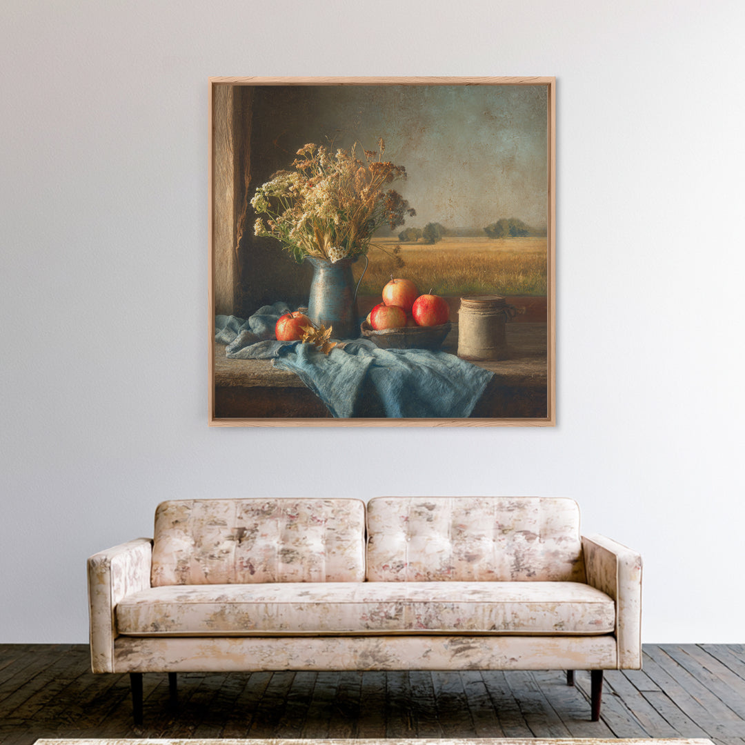 Apple Orchard with Warm Autumn Light Canvas Print, Country Art, French Country Decor, Farmhouse Decor, Oil Painting, Country, COU-1x1-30