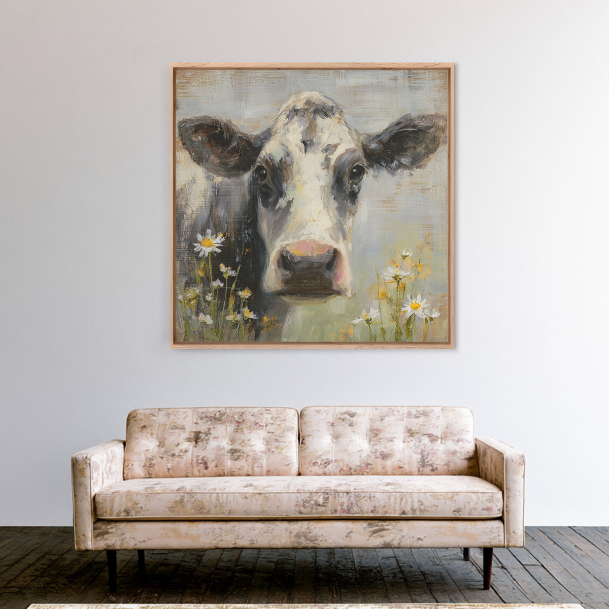 Cow Portrait with Gentle Farmhouse Personality Canvas Print, Country Art, Home Decor, Farmhouse Decor, Fine Art, Country, COU-1x1-4