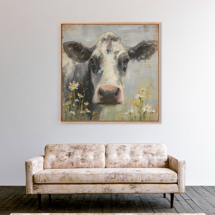 Cow Portrait with Gentle Farmhouse Personality Canvas Print, Country Art, Home Decor, Farmhouse Decor, Fine Art, Country, COU-1x1-4