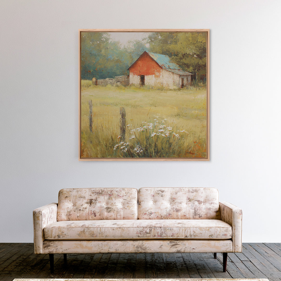 Apple Orchard with Warm Autumn Light Framed Canvas Print, Country Art, Gallery Decor, Farmhouse Decor, Fine Art, Country, COU-1x1-78