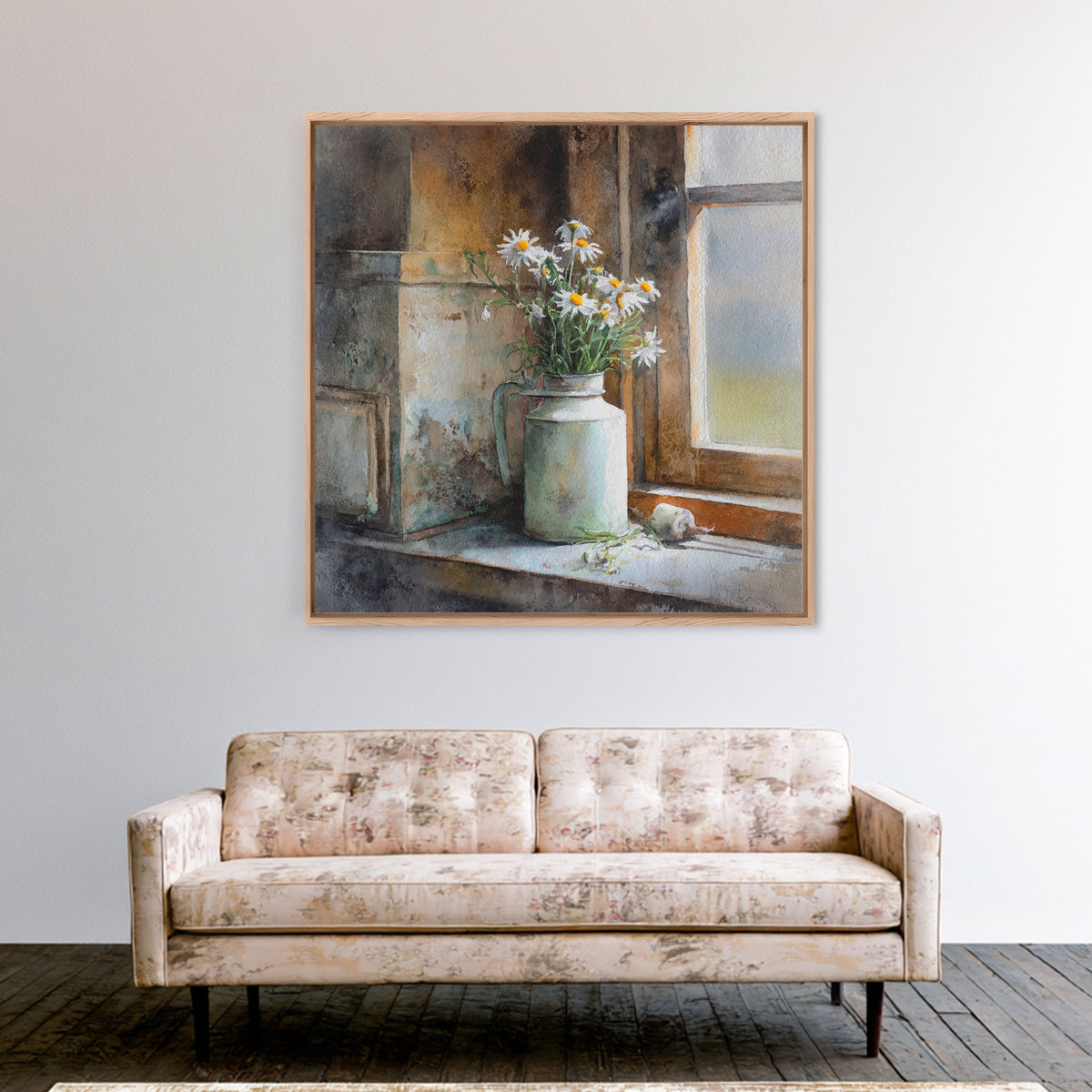Milk Can and Daisies Rustic Still Life Canvas Print, Country Art, Statement Artwork, Farmhouse Decor, Fine Art, Country, COU-1x1-85