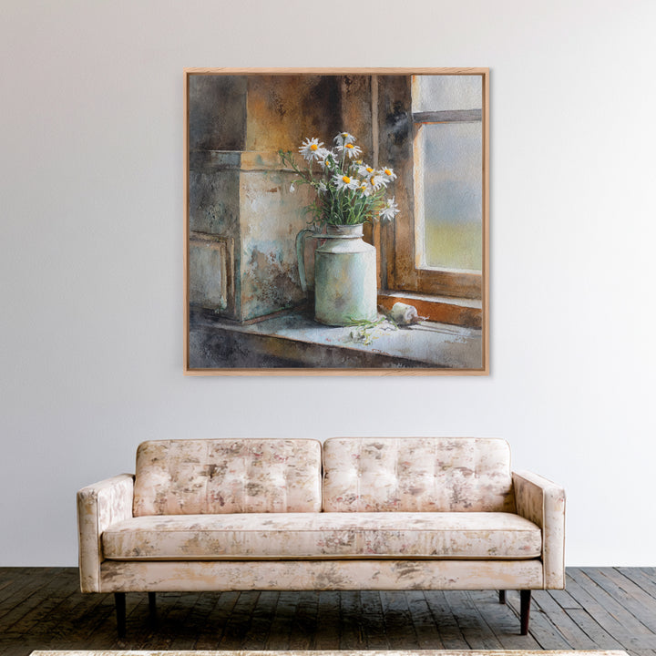 Milk Can and Daisies Rustic Still Life Canvas Print, Country Art, Statement Artwork, Farmhouse Decor, Fine Art, Country, COU-1x1-85